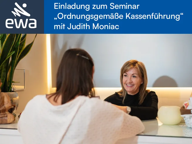 Einladungsgrafik für ein EWA-Seminar mit zwei Frauen im Gespräch